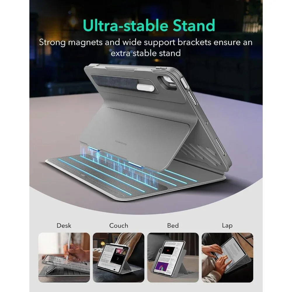 ESR Titanium Gray iPad Air Case 11” M3/M2 & 10.9” 5th/4th Gen Magnetic Stand